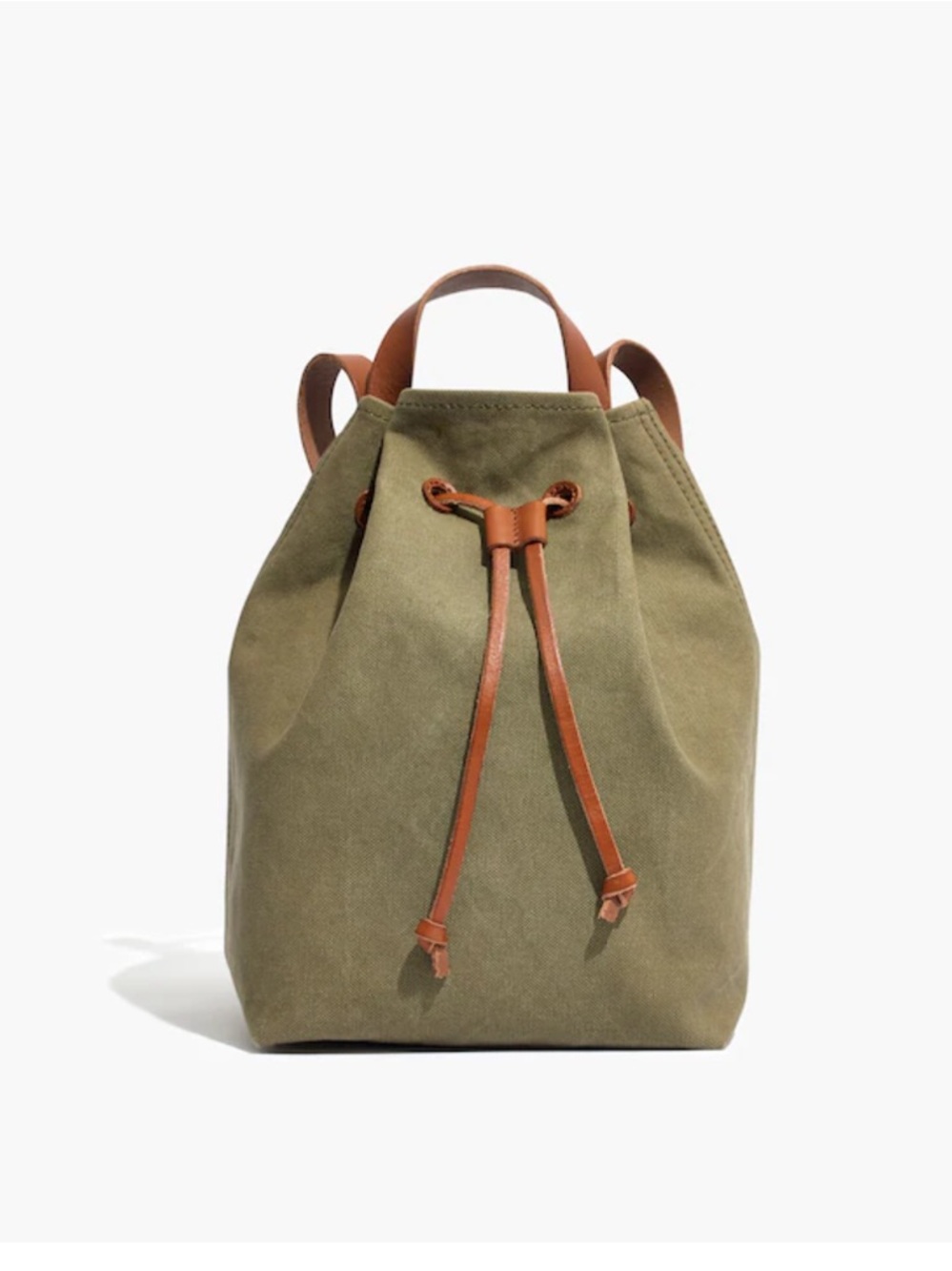 Madewell Somerset Tan Canvas Drawstring Backpack Leather Trim - As Is Condition